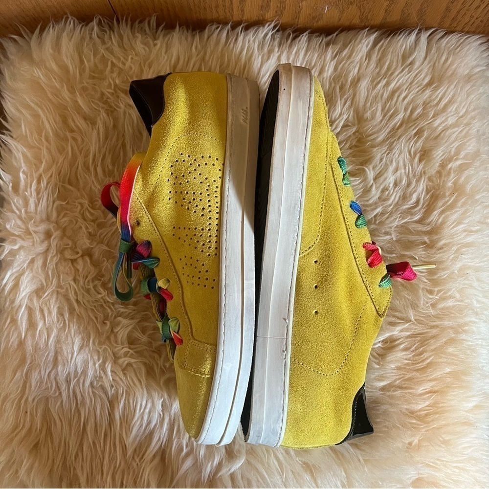 P449 John Yellow Suede Women’s Low Top Sneakers Sz-40 - Picture 5 of 8